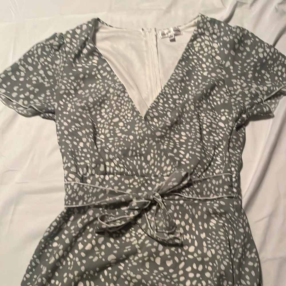 Spotted green dry goods mini dress
